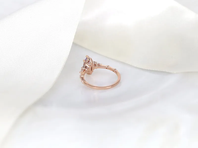 1.20ct Ready to Ship Astrid 14kt Rose Gold Blush Sapphire Diamond Marquise Cluster Ring vy 4