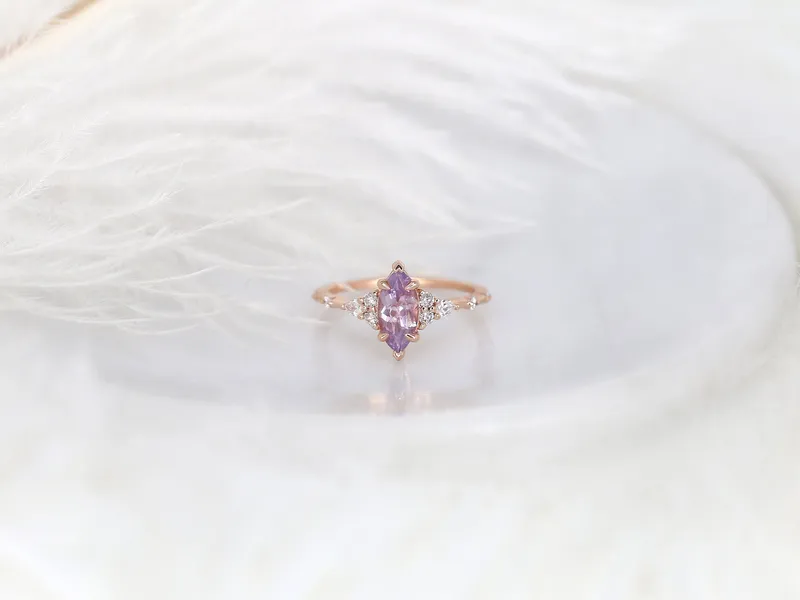 1.20ct Ready to Ship Astrid 14kt Rose Gold Blush Sapphire Diamond Marquise Cluster Ring vy 3