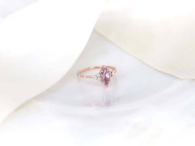 1.20ct Ready to Ship Astrid 14kt Rose Gold Blush Sapphire Diamond Marquise Cluster Ring diamond engagement ring