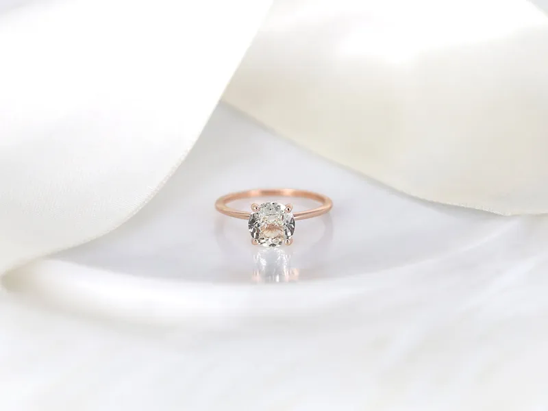 1.66ct Ready to Ship Lulu 14kt Rose Gold Champagne Sapphire Ultra Dainty Round Solitaire Ring vy 2