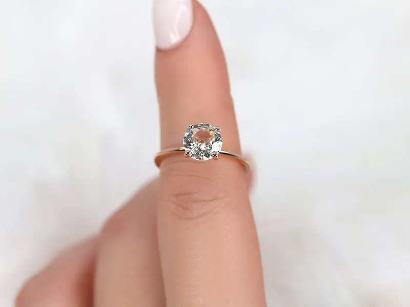 1.66ct Ready to Ship Lulu 14kt Rose Gold Champagne Sapphire Ultra Dainty Round Solitaire Ring vy 7