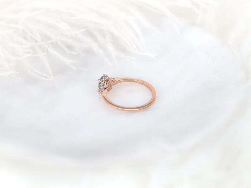 0.81ct Ready to Ship Maddy 14kt Rose Gold Cornflower Lavender Sapphire Diamond Oval Cluster Ring vy 4