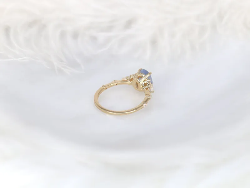 1.81ct Ready to Ship Aspen 14kt Gold Frosted Galaxy Cornflower Sapphire Diamond Oval Cluster Ring view 7