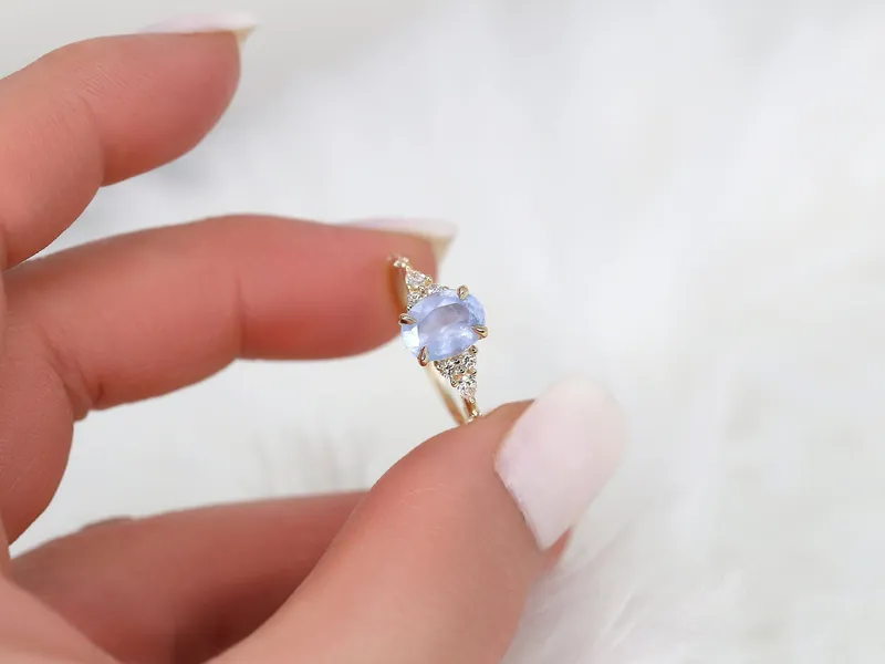 1.81ct Ready to Ship Aspen 14kt Gold Frosted Galaxy Cornflower Sapphire Diamond Oval Cluster Ring blue diamond oval cut engagement ring