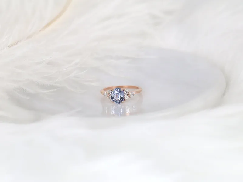 1.75ct Ready to Ship Thea 14kt Rose Gold Cornflower Sapphire Diamond Oval Cluster Ring view 6