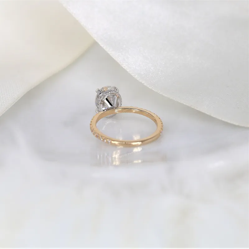 2ct TWO TONED Viviana 9x7mm 14kt Gold Moissanite Diamond Scarf Halo Oval Solitaire Ring view 6