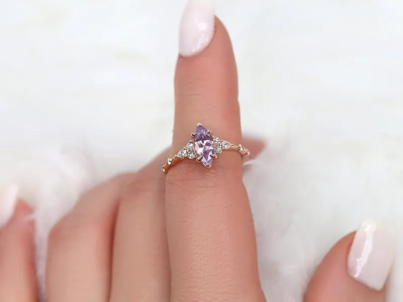 1.20ct Ready to Ship Astrid 14kt Rose Gold Blush Sapphire Diamond Marquise Cluster Ring vy 7
