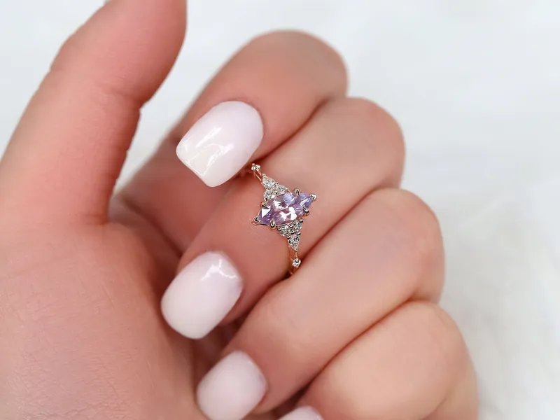 1.20ct Ready to Ship Astrid 14kt Rose Gold Blush Sapphire Diamond Marquise Cluster Ring vy 8