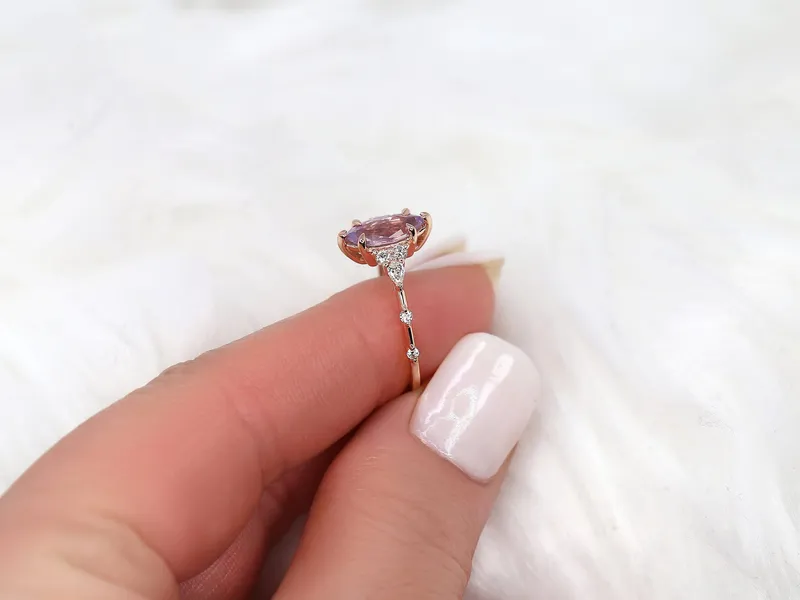 1.20ct Ready to Ship Astrid 14kt Rose Gold Blush Sapphire Diamond Marquise Cluster Ring vy 6