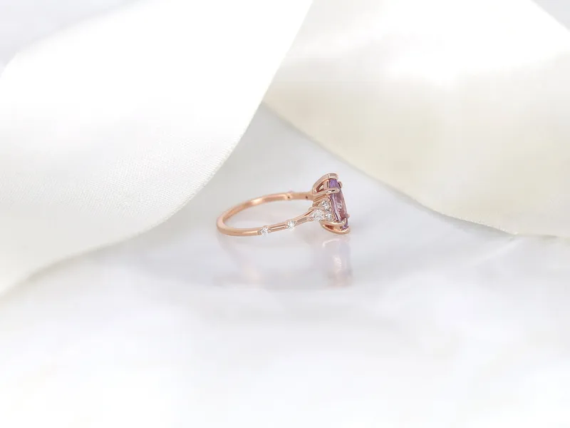 1.20ct Ready to Ship Astrid 14kt Rose Gold Blush Sapphire Diamond Marquise Cluster Ring vy 5