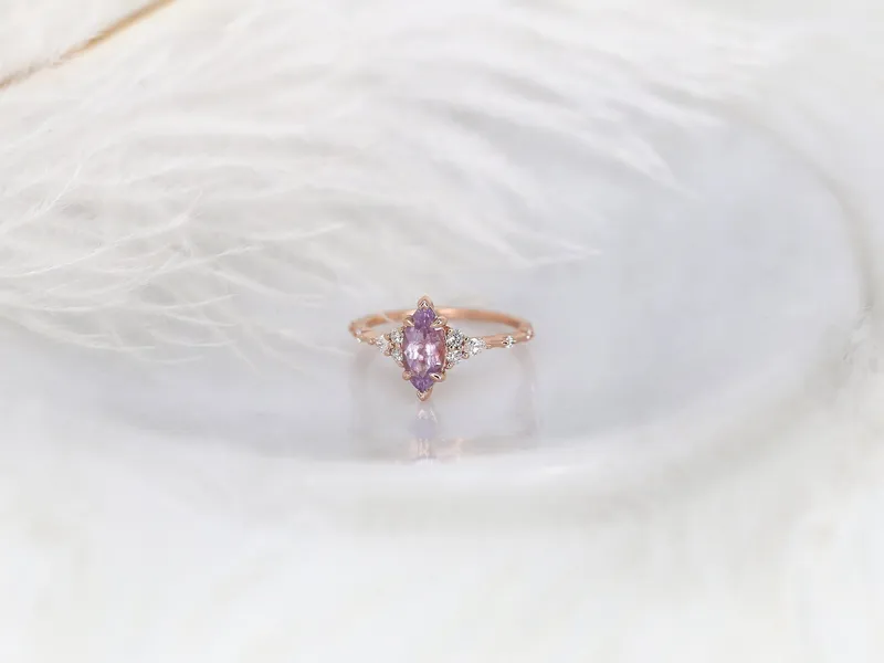 1.20ct Ready to Ship Astrid 14kt Rose Gold Blush Sapphire Diamond Marquise Cluster Ring vy 2