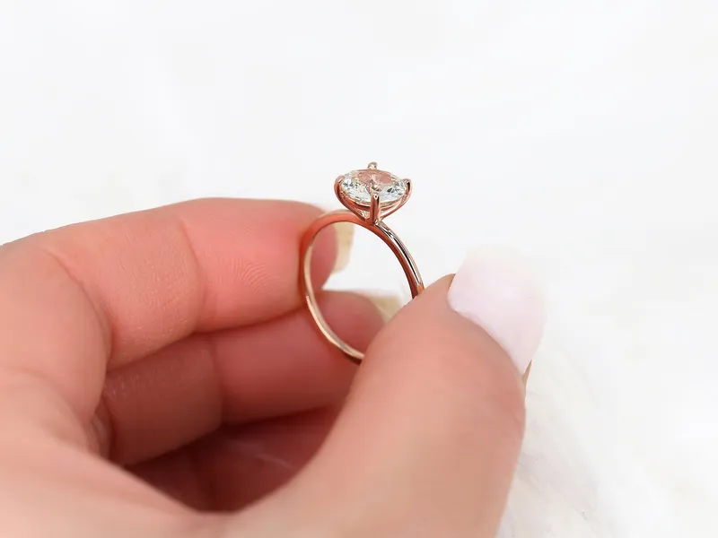 1.66ct Ready to Ship Lulu 14kt Rose Gold Champagne Sapphire Ultra Dainty Round Solitaire Ring vy 6