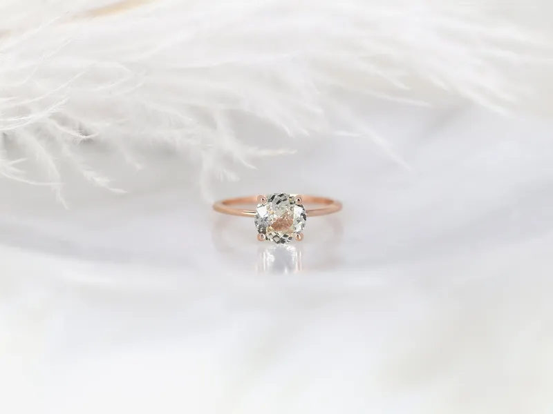 1.66ct Ready to Ship Lulu 14kt Rose Gold Champagne Sapphire Ultra Dainty Round Solitaire Ring vy 3