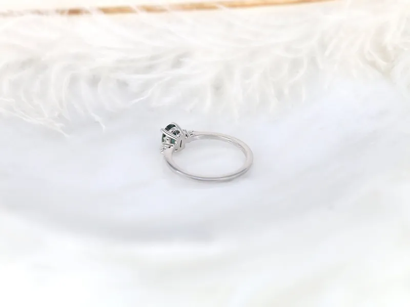 0.79ct Ready to Ship Maddy White 14kt Gold Peacock Teal Montana Sapphire Oval Cluster Ring vy 5