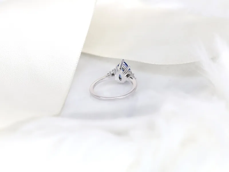 2.10ct Ready to Ship Juliet 14kt Gold Cornflower Blue Sapphire Diamond Pear Cluster Ring vy 8