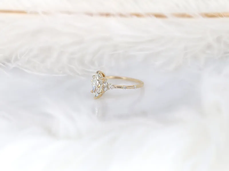 1ct Astrid 10x5mm 14kt Gold Moissanite Diamond Marquise Cluster Ring vy 7