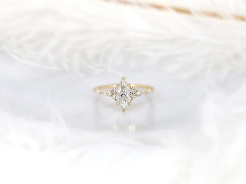 1ct Astrid 10x5mm 14kt Gold Moissanite Diamond Marquise Cluster Ring vy 4