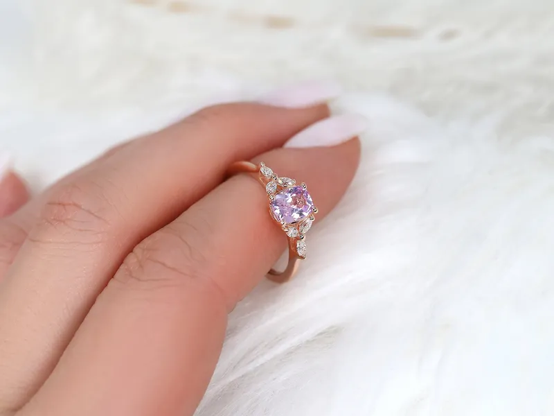 0.98ct Ready to Ship Geneva 14kt Rose Gold Pink Sapphire Diamond Cushion Cluster Ring vy 3