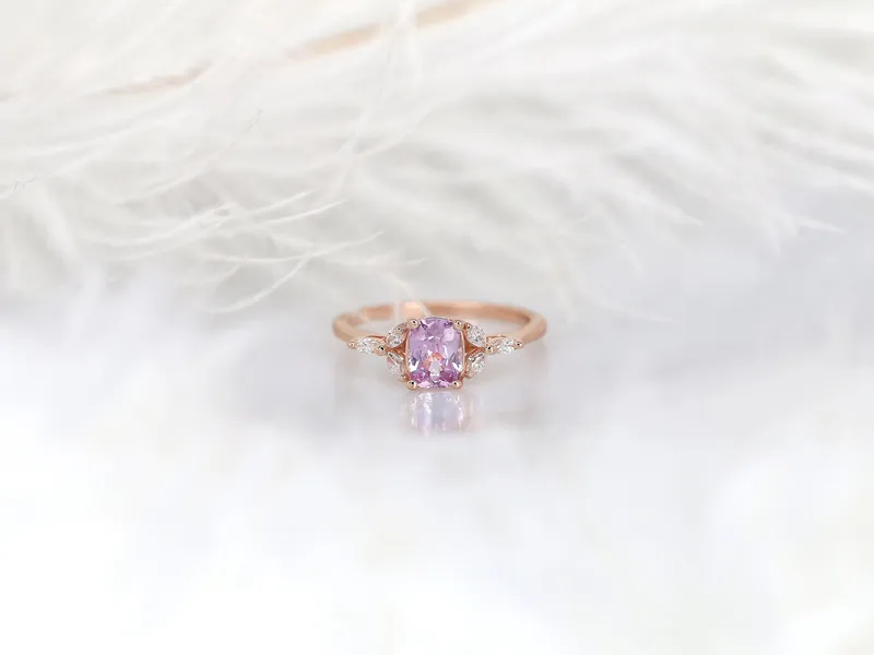 0.98ct Ready to Ship Geneva 14kt Rose Gold Pink Sapphire Diamond Cushion Cluster Ring vy 6