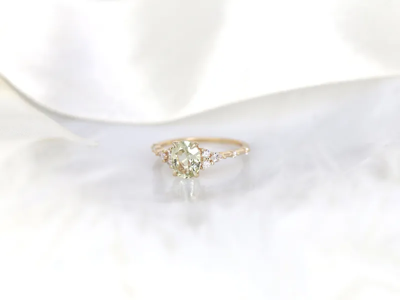 1.65ct Ready to Ship Aspen 14kt Gold Champagne Sapphire Diamond Oval Cluster Ring view 5