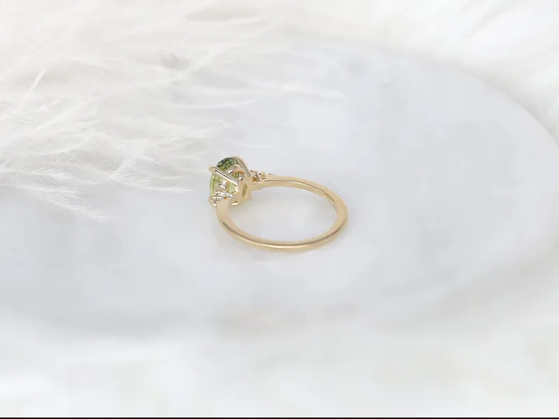 1.87ct Ready to Ship Maddy 14kt Gold Bright Lime Teal Sapphire Diamond Oval Cluster Ring vy 4