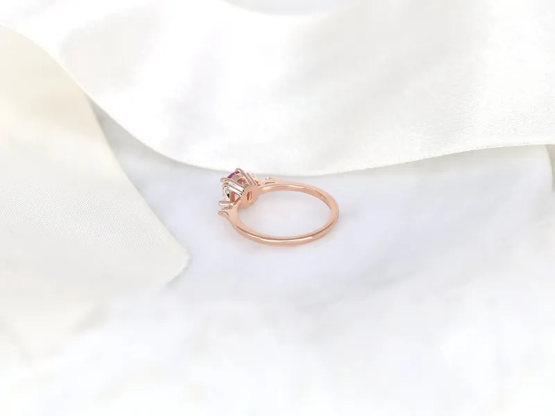 0.98ct Ready to Ship Geneva 14kt Rose Gold Pink Sapphire Diamond Cushion Cluster Ring vy 8