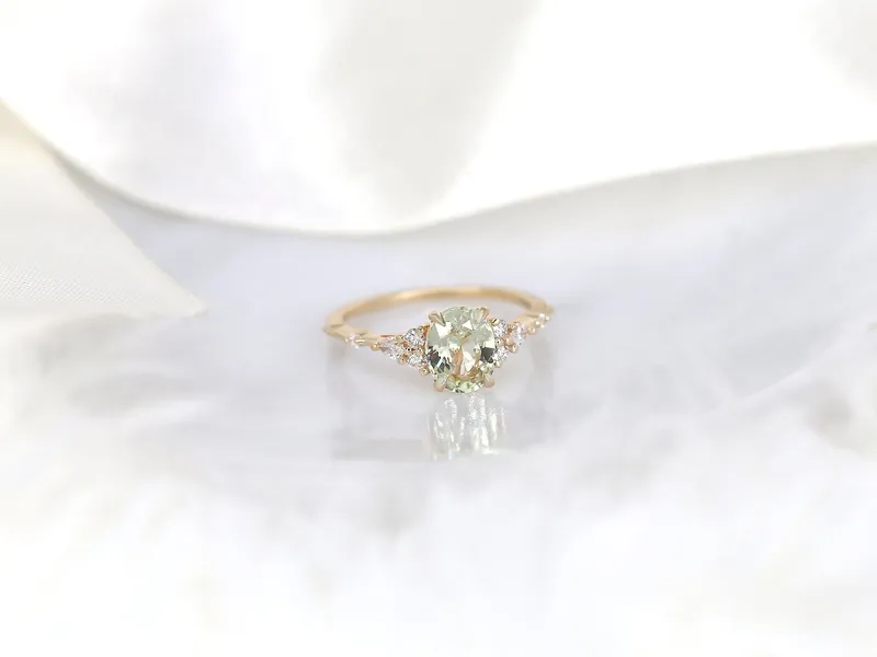 1.65ct Ready to Ship Aspen 14kt Gold Champagne Sapphire Diamond Oval Cluster Ring view 6