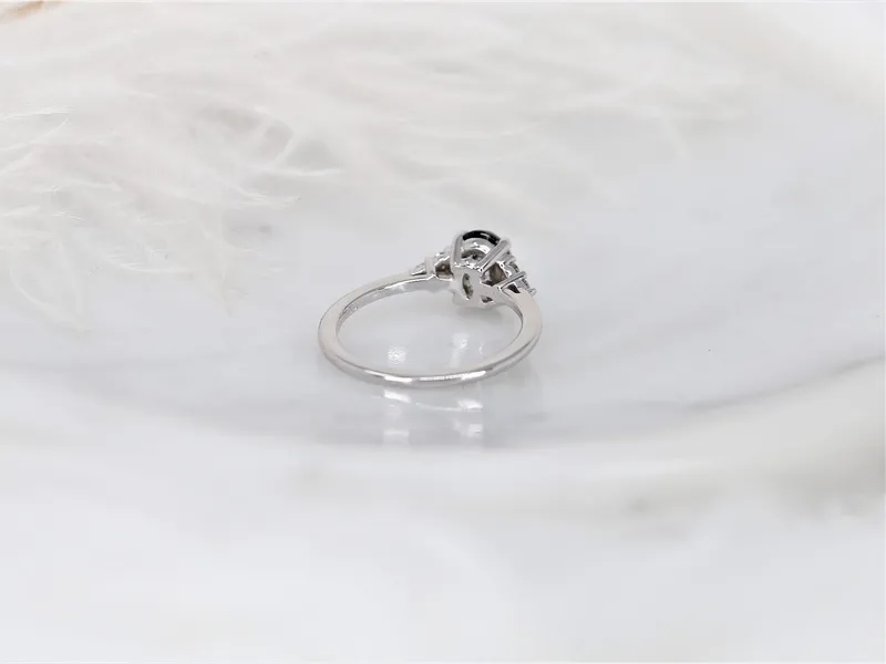 Juniper 8x6mm 14kt Gold Tourmalinated Quartz Diamond Art Deco Oval Cluster Ring vy 7