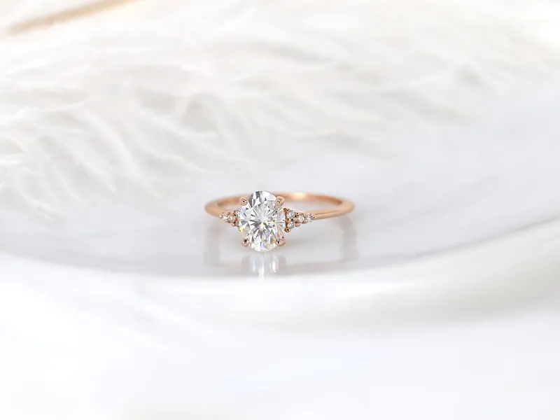 1.50ct Ready to Ship Maddy 8x6mm 14kt WHITE Gold NEO GH Moissanite Diamond Oval Cluster Ring vy 6