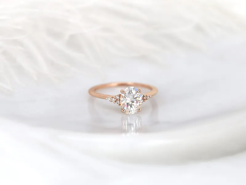 1.50ct Ready to Ship Maddy 8x6mm 14kt WHITE Gold NEO GH Moissanite Diamond Oval Cluster Ring vy 7