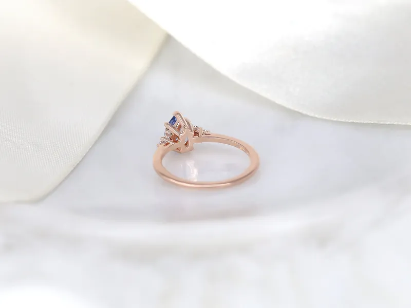 1.02ct Ready to Ship Juliet 14kt Rose Gold Lavender Cornflower Sapphire Diamond Art Deco Pear Cluster Ring vy 3