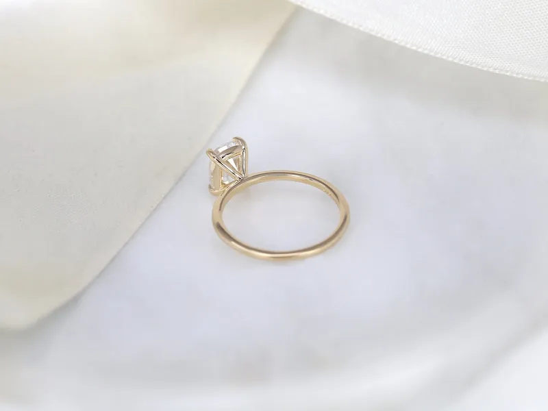 1.50ct Lola 8x6mm 14kt Gold Moissanite Ultra Dainty Elongated Cushion Solitaire Ring view 8