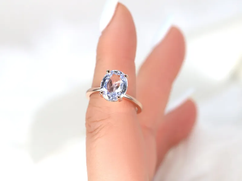 3.70ct ct Ready to Ship Dakota 14kt Rose Gold Lavender Cornflower Sapphire Oval Solitaire Ring view 3