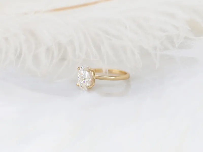 3ct Dakota 2MM 11x7mm 14kt Gold Moissanite Oval Solitaire Engagement Ring vy 7