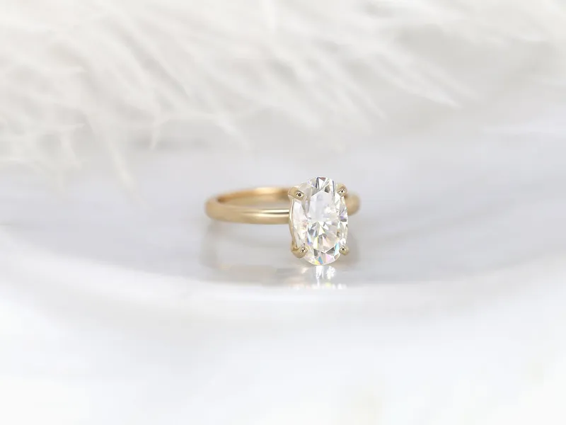3ct Dakota 2MM 11x7mm 14kt Gold Moissanite Oval Solitaire Engagement Ring vy 6