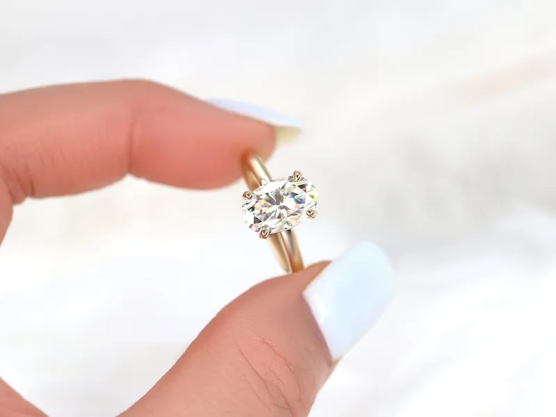 3ct Dakota 2MM 11x7mm 14kt Gold Moissanite Oval Solitaire Engagement Ring oval cut engagement ring