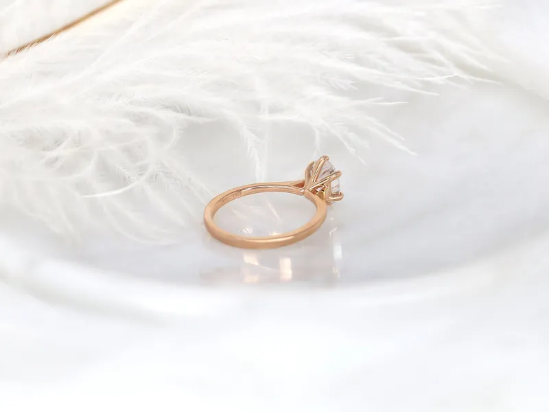 1.50ct Skinny Lexus 8x6mm 14kt Gold Moissanite Six Prong Oval Solitaire Ring vy 8