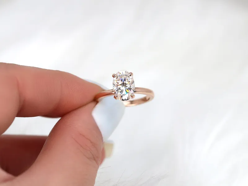 2.50ct Dakota 2MM 10x7mm 14kt Gold NEO Moissanite Oval Solitaire Ring view 2