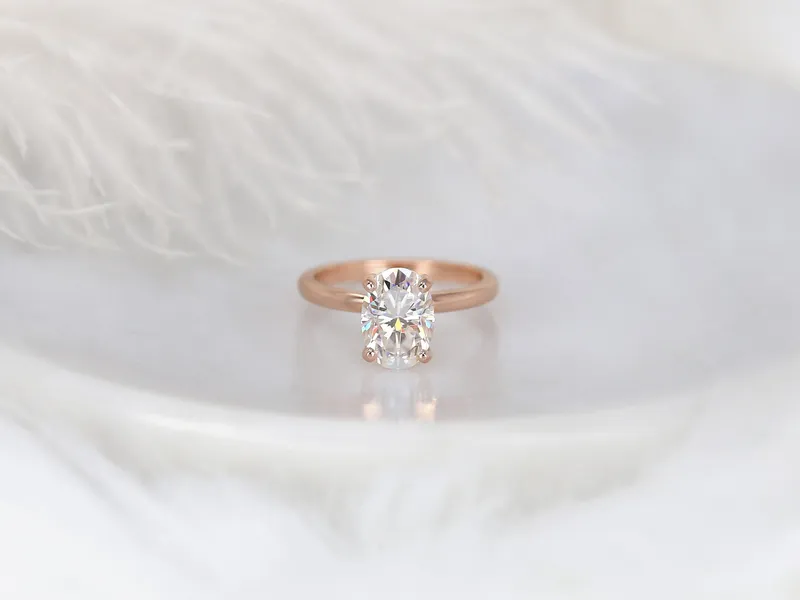 2.50ct Dakota 2MM 10x7mm 14kt Gold NEO Moissanite Oval Solitaire Ring view 6