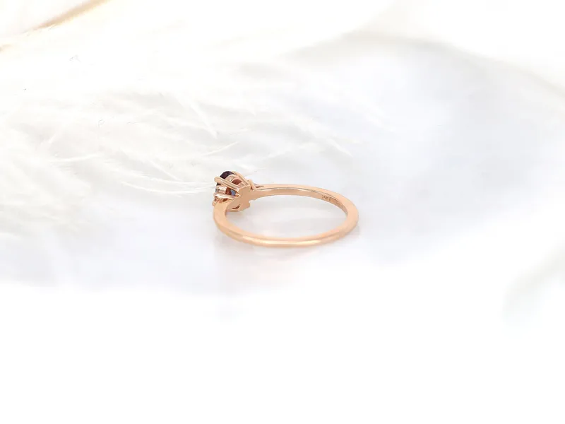 Ready to Ship Juniper 6x4mm 14kt Rose Gold Alexandrite Sapphire Cluster Ring view 5