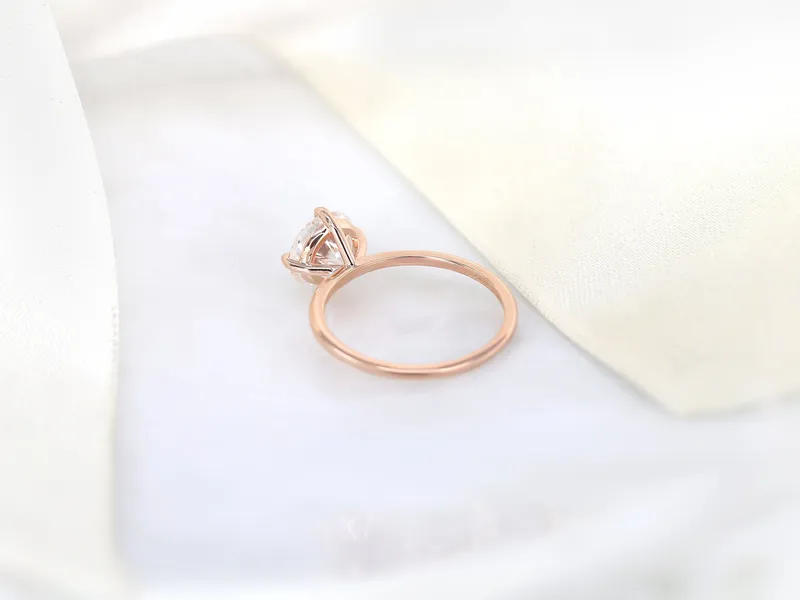 2ct Rowan 8mm 14kt Gold Moissanite Kite Set Round Solitaire Ring vy 7