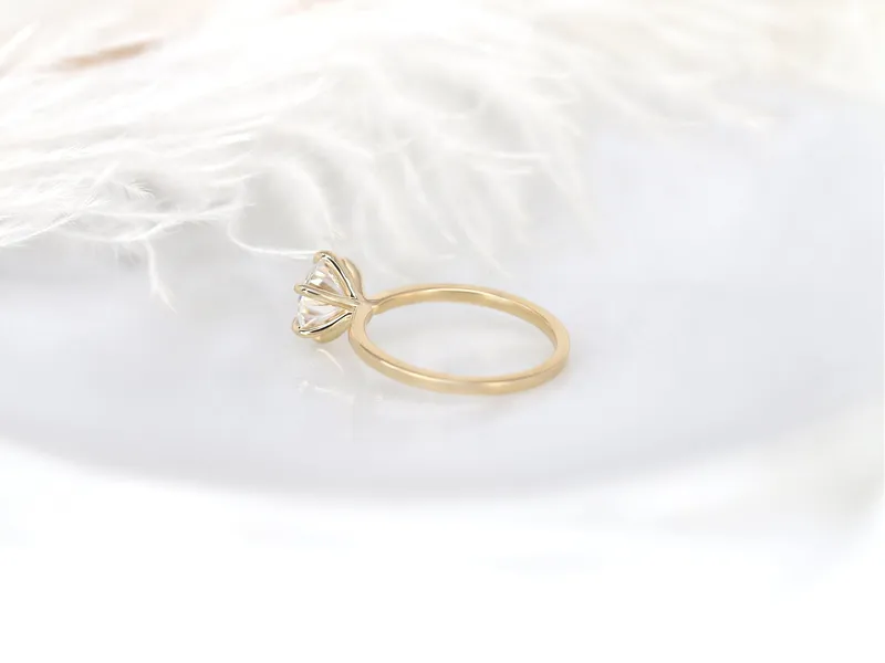 2ct Elaine 8mm 14kt Gold Moissanite Talon Six Prong Round Solitaire Ring vy 8