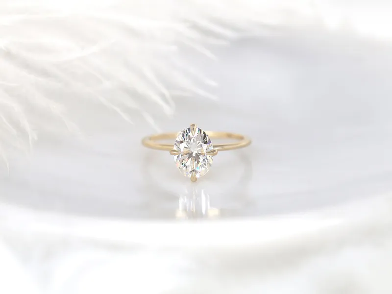 2ct Rosalita 9x7mm 14kt Gold Moissanite Talon Prong Oval Solitaire Ring vy 6