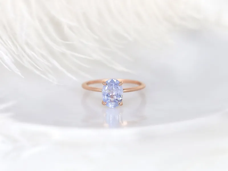 1.94ct Ready to Ship Layla 14kt Rose Gold Cornflower Galaxy Sapphire Minimalist Oval Solitaire Engagement Ring view 6