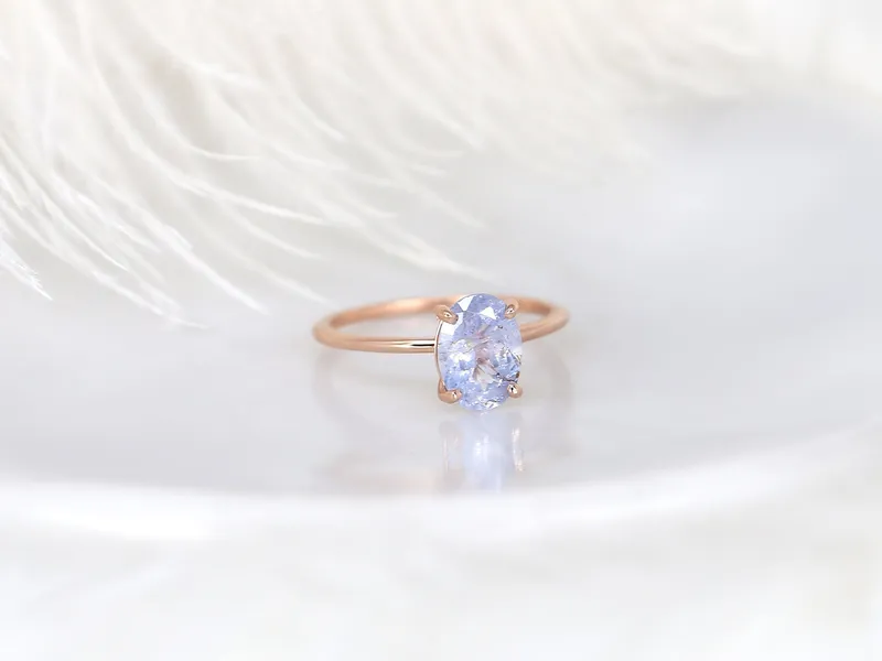 1.94ct Ready to Ship Layla 14kt Rose Gold Cornflower Galaxy Sapphire Minimalist Oval Solitaire Engagement Ring view 7