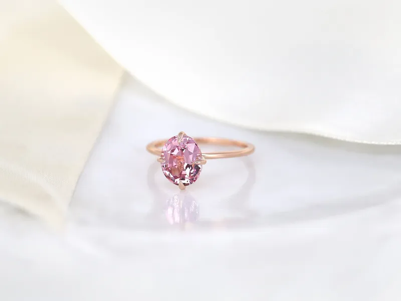 2.83ct Rosalita 14kt Rose Gold Pink Spinel Kite Set Oval Solitaire Ring,Unique Minimalist Oval Engagement Ring,Dainty Oval Ring,Blush Ring view 5