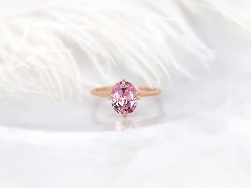 2.83ct Rosalita 14kt Rose Gold Pink Spinel Kite Set Oval Solitaire Ring,Unique Minimalist Oval Engagement Ring,Dainty Oval Ring,Blush Ring view 6