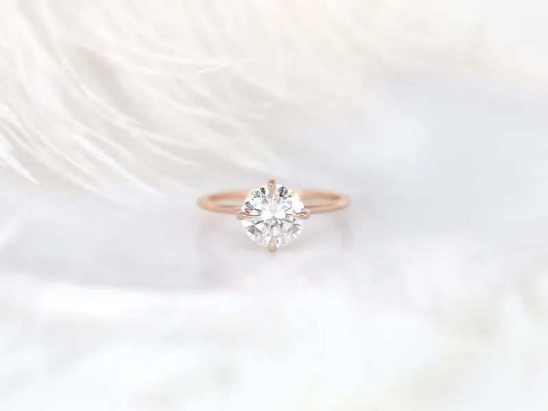 2ct Rowan 8mm 14kt Gold Moissanite Kite Set Round Solitaire Ring vy 4