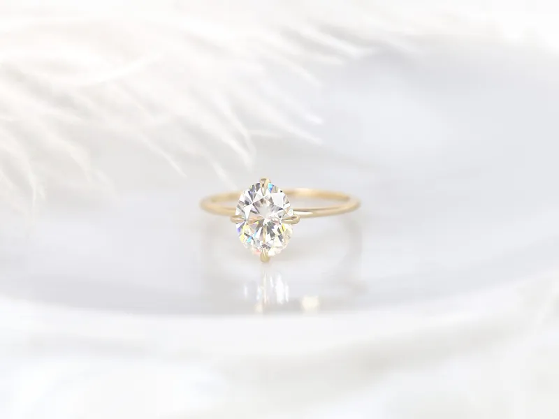 2ct Rosalita 9x7mm 14kt Gold Moissanite Talon Prong Oval Solitaire Ring vy 5