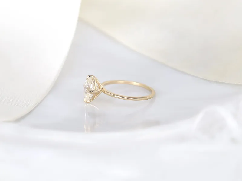 2ct Rosalita 9x7mm 14kt Gold Moissanite Talon Prong Oval Solitaire Ring vy 7
